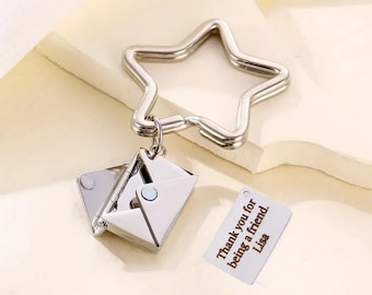 Personalized Envelope Keychain, Custom Message Locket, Gift for Him Dad Husband, Christmas Gift Father