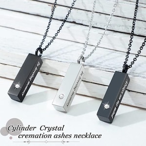 Personalized Urn Necklace Pendant for Ashes Cremation Jewelry  3D bar necklace Ashes Pet Ashes Keepsake Dog Cremation Urn Pets Memorial