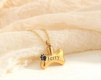 Personalized Pet Cremation Urn Necklace,Dog Bone Ash Keepsake
