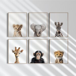 Safari Animals Nursery Print | Set of 6 | Nursery Wall Art | Nursery Animal Art | Gender Neutral Art | Printable Wall Art | Digital Download