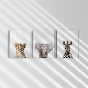 Safari Animals Nursery Print | Set of 3 | Nursery Wall Art | Nursery Animal Art | Gender Neutral Art | Printable Wall Art | Digital Download