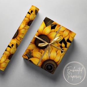 Yellow Sunflower Premium Wrapping Paper Roll - Eco Friendly Gift Wrap for Birthdays, Holidays and Weddings, Unique Designs, Recyclable
