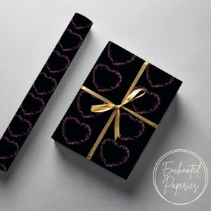 Red Pink Heart Pattern Premium Wrapping Paper Roll - Eco Friendly Gift Wrap for Birthdays, Holidays and Weddings, Unique Designs, Recyclable