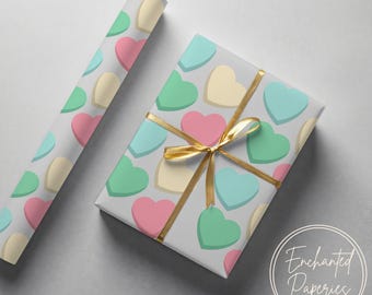 Candy Heart Pattern Gift Wrapping Paper - Eco Friendly Gift Wrap, Multiple Sizes