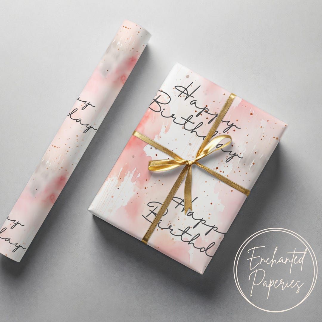Pink Blush Watercolor Premium Wrapping Paper Roll - Eco Friendly Gift ...