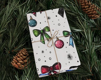 Bow Ornament Christmas Premium Wrapping Paper Roll - Eco Friendly Gift Wrap for Birthdays, Holidays and Weddings, Unique Designs, Recyclable