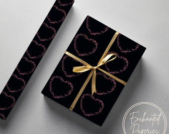 Red Pink Heart Pattern Gift Wrapping Paper - Eco Friendly Gift Wrap, Multiple Sizes