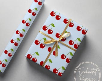 Rote Kirsche Muster Premium Papierrolle - Umweltfreundliche Geschenkverpackung für Geburtstage, Feiertage und Hochzeiten, einzigartige Designs, recycelbar