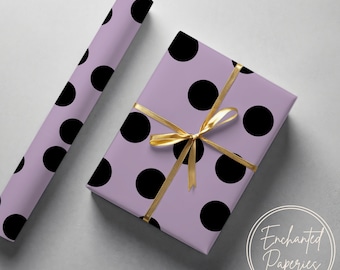 Purple Black Dot Premium Wrapping Paper Roll - Eco Friendly Gift Wrap for Birthdays, Holidays and Weddings, Unique Designs, Recyclable
