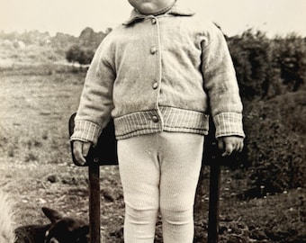 1950s Child With Dog Vintage Photograph | Gelatin Silver Print Eastern Europe | Rural Outdoor Scene Black White Decor History Collector Gift
