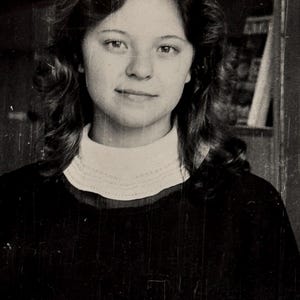 Vintage female portrait young woman schoolgirl high school student snapshot 1970s vintage snapshot photography