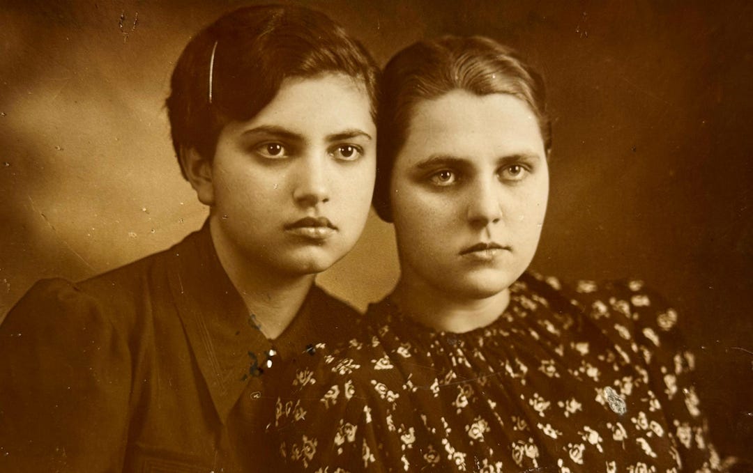 Vintage Photo 1939 | Two Soviet Young Women Studio Portrait | Prewar ...