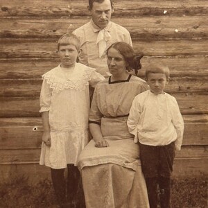 Vintage photo 1900s Tsarism Epoch Family Children Antique Snapshot History photography