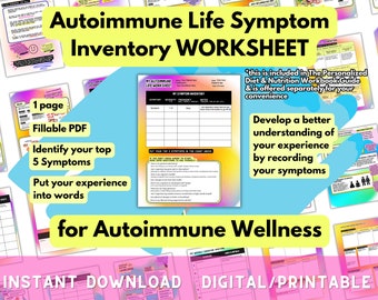 Feuille de travail numérique d'inventaire des symptômes de la vie auto-immune pour le bien-être auto-immun