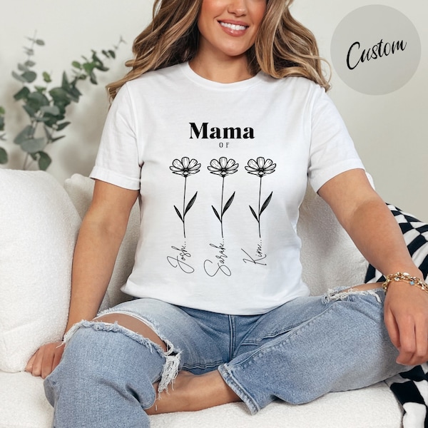 Custom Mama of Shirt, Personalized Mom Shirt, Shirt with Kids Names, Gift for Mom Mama, Mom Heart Shirt, Custom Mom Shirt,Mother's Day Gift