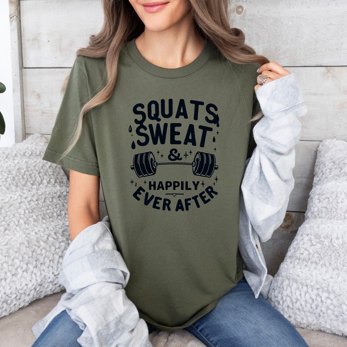 Squats, Sweat & Happily Ever After Funny Workout Shirt, Funny Gym