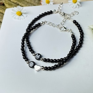 Conjunto de pulseras de parejas a juego personalizadas para novio novia conjunto de pulseras de parejas con cuentas personalizadas, pulsera de amistad con cuentas con nombre