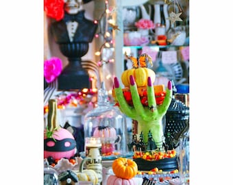 Witchy Green Halloween Party - 5 Postcard set