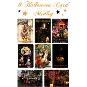 Tarjeta Medley para los amantes de Halloween - surtido 8 conjunto de tarjeta postal