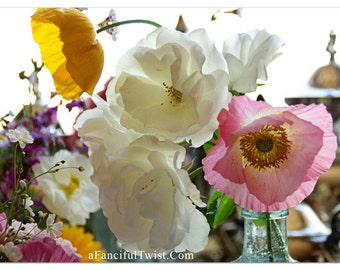 5 amapolas y rosas - Juego de postales