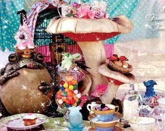 De setas y dulces - Mad Tea Party postal 5 Set