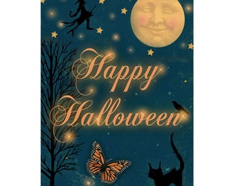 5 Postcards - Halloween Moon