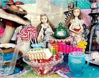 5 Postcard Set - Mad tea Party - Sweet Treats