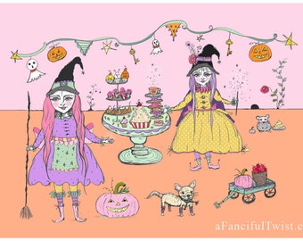 Whimsical Witches Party - 5 Postcard Set