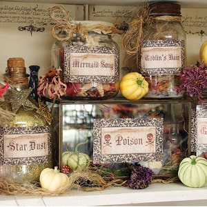 Potions and Spells Apothecary Jar Labels -Magical Makings Set of 6