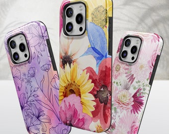 Floral Handyhülle Sonnenblume Cover für iPhone 15Pro, 14, 13, 12, 11, Google Pixel 8, 7A, 6A, Samsung S24Ultra, S23fe, S22, A54, A34