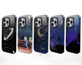 Custodia per telefono Moon Planet Cover per iPhone 15Pro, 14, 13, 12, 11, Google Pixel 8, 7A, 6A, Samsung S24Ultra, S23fe, S22, A54, A34