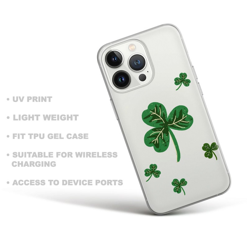 Leaves Phone Case Clover Cover for iPhone 15Pro, 14, 13, 12, 11, Google Pixel 8, 7A, 6A, Samsung Galaxy S24Ultra, S23fe, S22, A54, A34 image 2