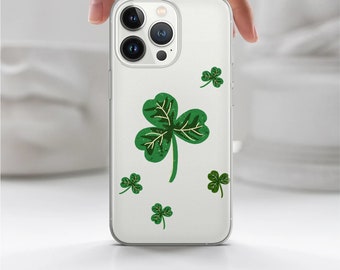 Leaves Phone Case Clover Cover for iPhone 15Pro, 14, 13, 12, 11, Google Pixel 8, 7A, 6A, Samsung Galaxy S24Ultra, S23fe, S22, A54, A34