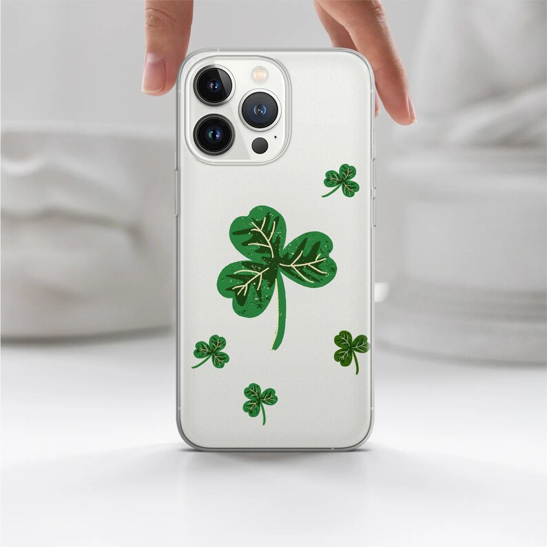 Blätter Handyhülle Clover Cover für iPhone 15Pro, 14, 13, 12, 11, Google Pixel 8, 7A, 6A, Samsung Galaxy S24Ultra, S23fe, S22, A54, A34 Bild 1