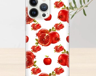 Fruit Phone Case Pomegranate Cover for iPhone 15Pro, 14, 13, 12, 11, Google Pixel 8, 7A, 6A, Samsung Galaxy S24Ultra, S23fe, S22, A54, A34
