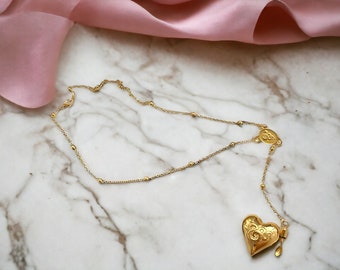 Lana Del Rey Gold & Silver Heart Necklace, LDR Merch For Her, Rosary Emerald Heart Necklace, Unique GIft, Lana Del Rey Coke Necklace