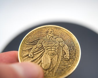 Vintage Brass Superman Coin - Rare Collectible