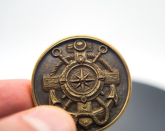 Brass Sailor's Cross Coin Charm: Nautical Good Luck Token