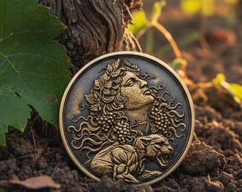 Dionysus Brass Coin - Vintage Greek God Collectible Token