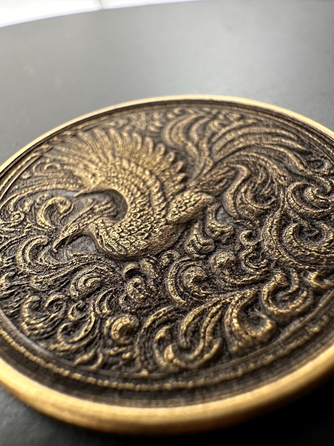 Rising Phoenix Brass Coin: Lucky Charm Talisman (40mm) - Etsy
