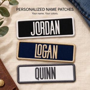 Personalized Name Patch, Custom Deco Embroidered Iron On or Sew On Name Tag for Hats and Bags