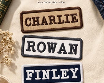 Personalized Name Patch, Custom Typewriter Embroidered Iron On or Sew On Name Tag for Hats and Bags
