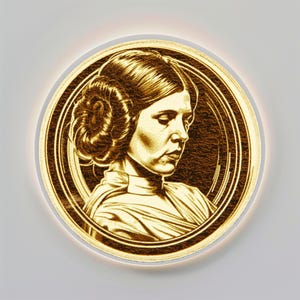 Princess Leia Fan Gift - Double Sided Brass Coin with Sci-Fi Charm