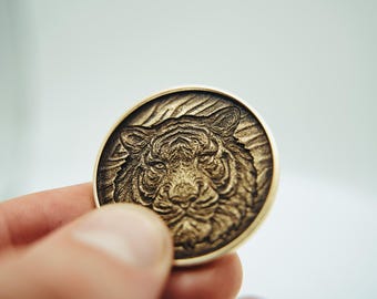 Enchanted Tiger Brass Coin - Lucky Charm