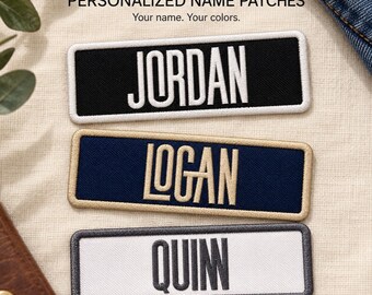 Personalized Name Patch, Custom Deco Embroidered Iron On or Sew On Name Tag for Hats and Bags