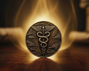 Caduceus Handcrafted Brass Coin