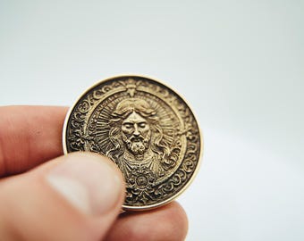 Jesus Brass Coin: Sacred Keepsake for Spiritual Devotion