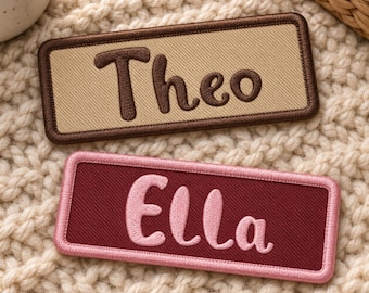 Personalized Name Patch, Custom Cozy Print Embroidered Iron On or Sew On Name Tag for Hats and Bags