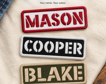 Personalized Name Patch, Custom Tactical Embroidered Iron On or Sew On Name Tag for Hats and Bags