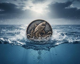 Handmade Shark Brass Coin with Intricate High Relief Detailing